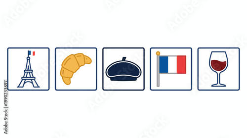 Set of wine france vector illustration icon design 
