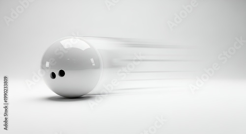 White Bowling Ball in Motion on a White Background.