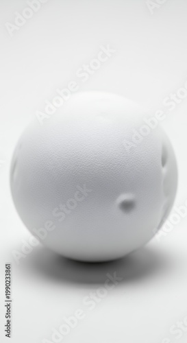 White Bowling Ball with Finger Holes on a Clean White Background.