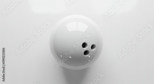 White Bowling Ball with Three Finger Holes on a Clean Background.