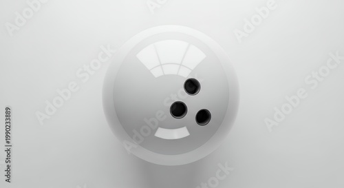 White Bowling Ball with Three Finger Holes on a Clean Background.