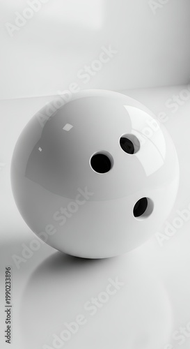 White Bowling Ball with Three Finger Holes on a Clean Surface.