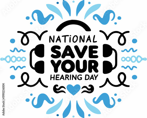 Hearing Protection Day Vector Art, Audiology Awareness Isolated on White Background