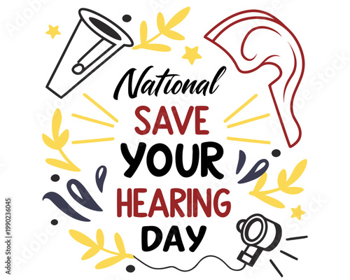 Hearing Protection Day Vector Art, Audiology Awareness Isolated on White Background