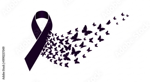 World Lupus Day Purple Awareness Ribbon with Butterflies Vector