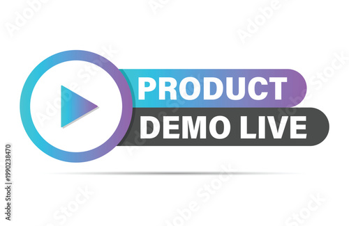 product demo live label flat design play button video banner