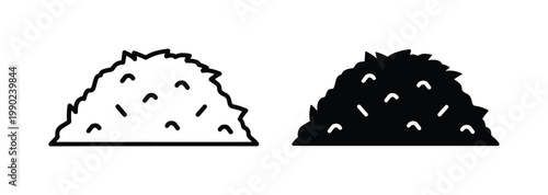 Minimalist bush vector icons, black and white shrub silhouette set, simple garden hedge line art, botanical plant landscape elements