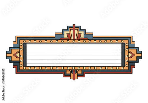 Art Deco Marquee Sign Vector Illustration with Blank Space for Text