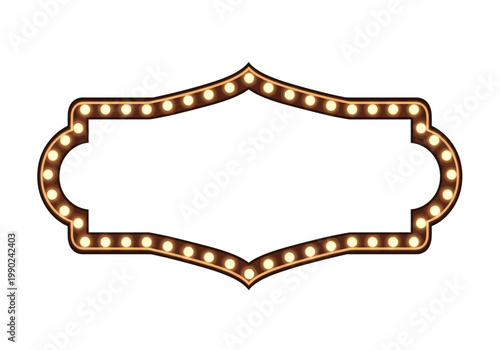 Vintage Marquee Frame Vector Illustration with Retro Marquee Lights and Ornate Border