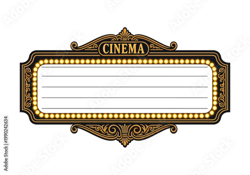 Vintage Cinema Marquee Sign Vector Illustration for Entertainment and Showbiz Concepts