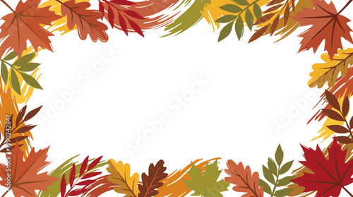 A vibrant autumn leaf border frames a blank white space, perfect for seasonal invitations or decorations.