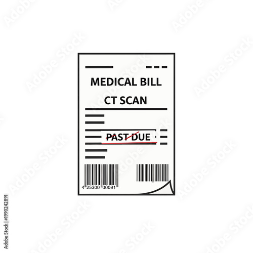 Medical Bill for CT Scan with Past Due Notice Vector Illustration