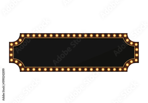 Vintage cinema marquee sign with light bulbs vector illustration