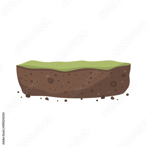 Cross section of earth ground with grass and soil layers illustration