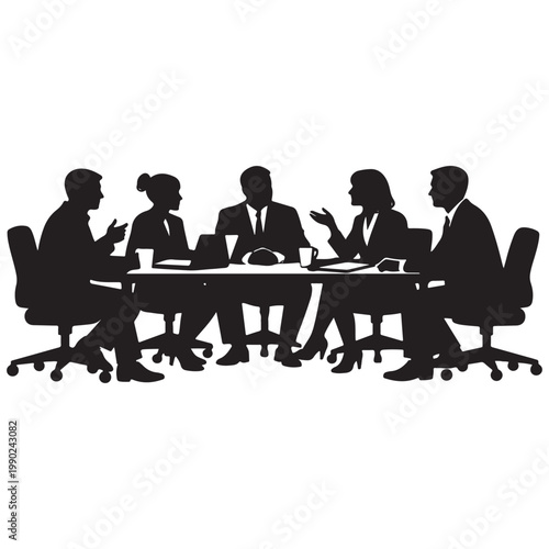 Business Meeting Silhouettes Vector Illustration