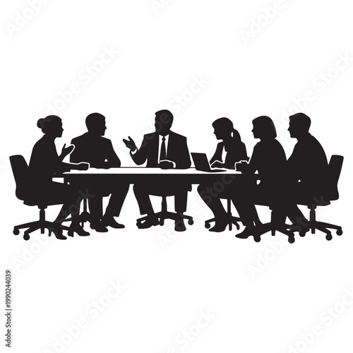 Business Meeting Silhouettes Vector Illustration