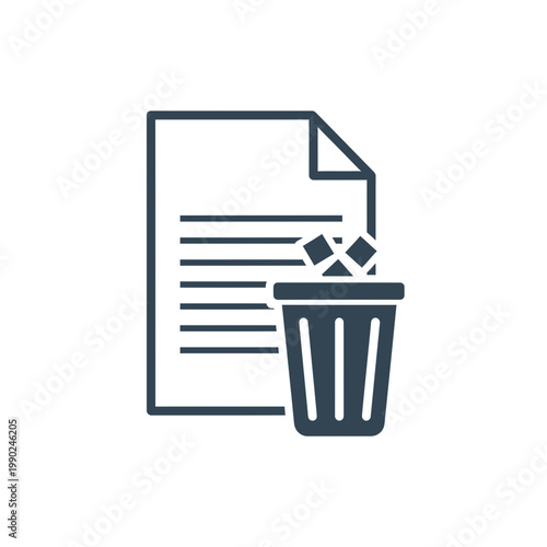 Delete Document and Trash Can Vector Icon