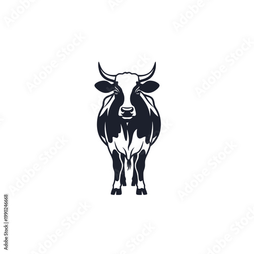 Minimalist Cow Portrait Vector Illustration for Logo Design