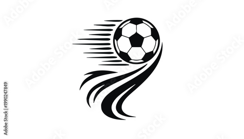 Soccer Ball Vector Logo with Dynamic Speed Trails and Fast Motion Effect