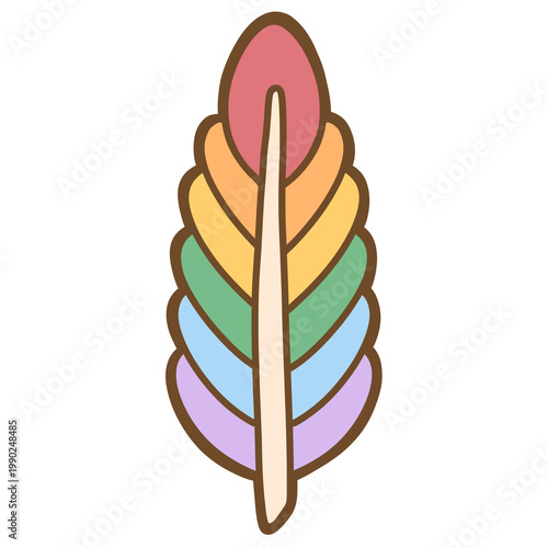 Cute Pride Month Rainbow Feather Clipart png