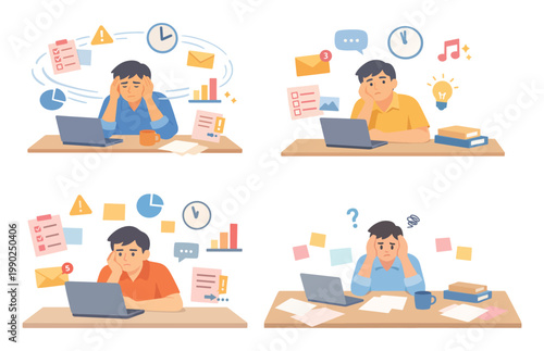 Adult ADHD Executive Dysfunction Office Concept Set