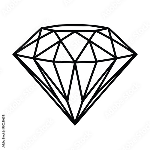 Brilliant cut geometric diamond precious crystal gemstone icon