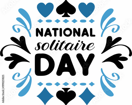 National Solitaire Day Cartoon Vector Illustration, Classic Card Game Concept Design