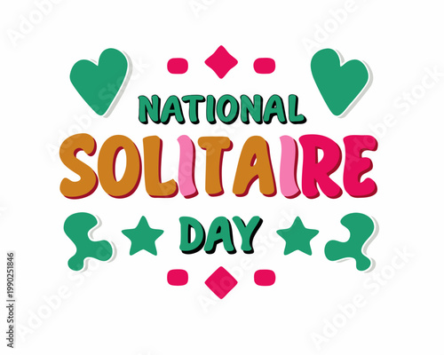 National Solitaire Day Vector Illustration, Card Game Entertainment Celebration Design