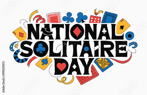 NATIONAL SOLITAIRE DAY vector illustration isolated on white background