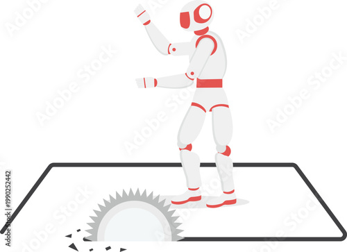 Professional looking back on a saw blade path with a dangerous gap