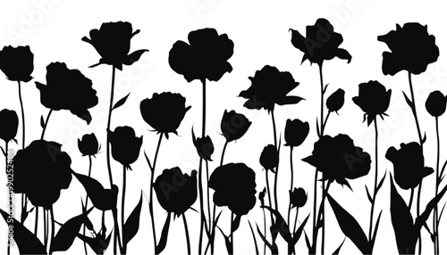 Leaves collection presents a variety of detailed tree foliage silhouettes organized in a grid pattern, and the stark contrast makes these shapes perfect for seasonal crafts or autumn graphic design.