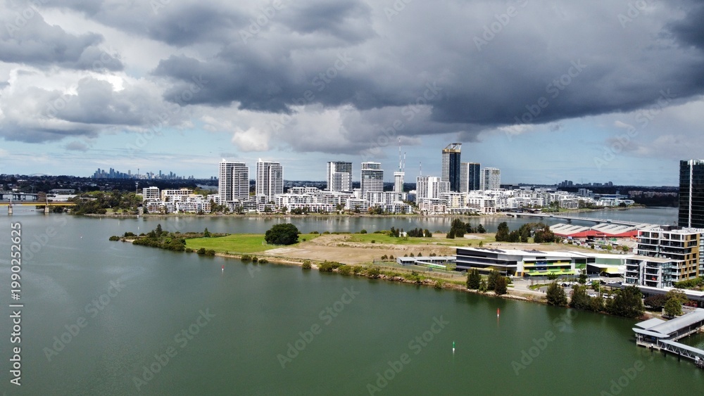 Fototapeta premium Medium and high density apartments near water