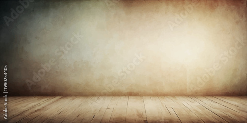 Empty vintage room interior featuring dark brown wooden parquet floors and ancient grunge wood wall textures in a blank house apartment design