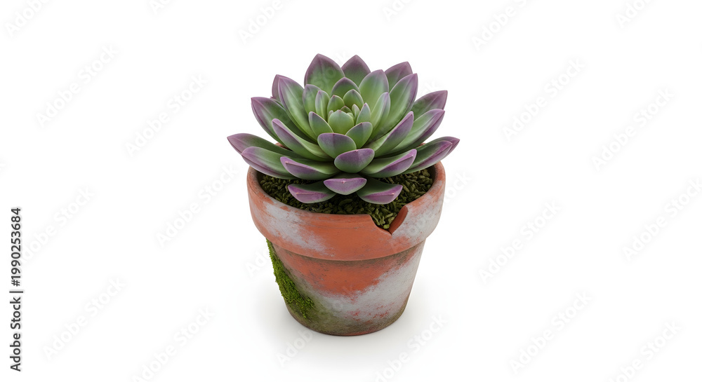 Obraz premium Succulent Plant in a Cracked Terracotta Pot