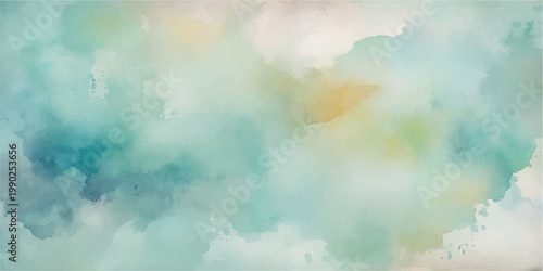 Abstract watercolor clouds in a bright blue summer sky create a beautiful grunge background with fluffy white textures and sunlight illuminating the ethereal nature of a clear day atmosphere