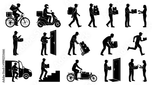 Delivery Service Icons: Courier, Shipping, Logistics, Transport, and Logistics Icons