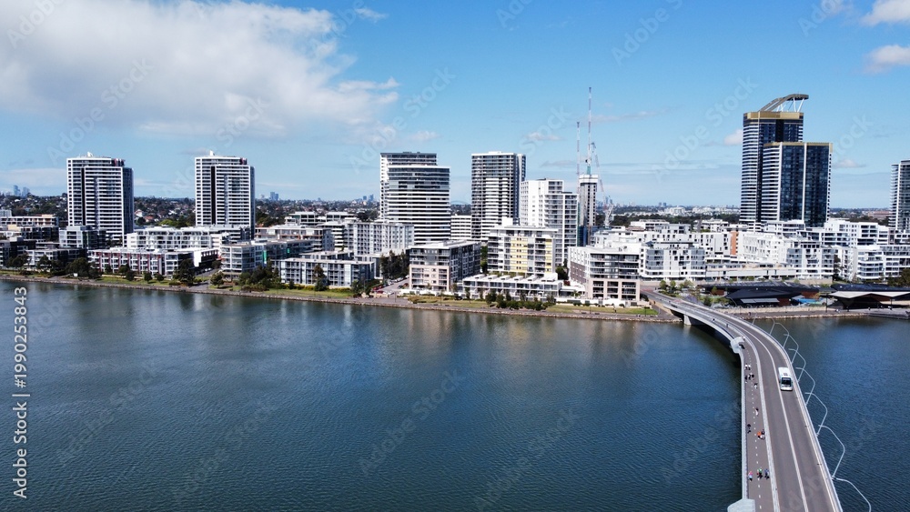 Obraz premium Water front apartments in near the city