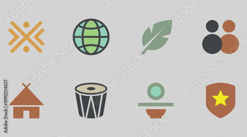 Minimal Indigenous Culture Icon Set Collection