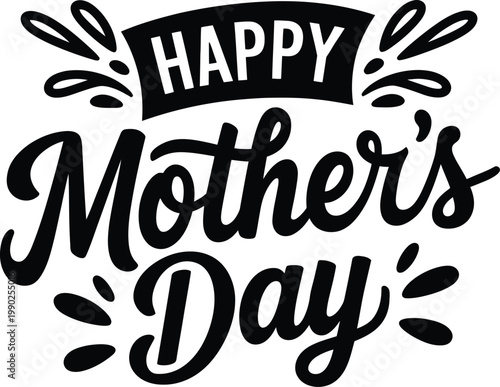 Happy mother’s day bold silhouette typography lettering design for greeting cards banners posters social media and festive promotions