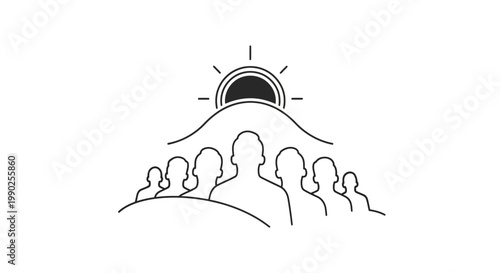 Group of people looking at sunrise.