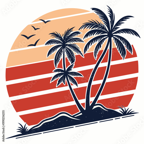 Retro Sunset T-Shirt Vector Design