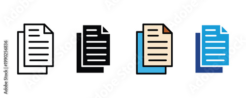 Document and paper copy icon set for office and business administration. file management and paperwork symbols for bureaucracy concept.Vector illustration