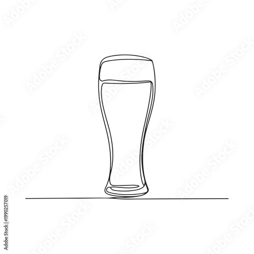 Minimalist line drawing of a classic pilsner glass on a white background