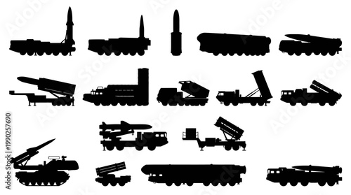 Military Missile Systems Silhouettes - Rocket Launchers and Ballistic Missiles