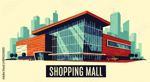 A Modern Shopping Mall with Large Glass Windows and a Prominent Signage