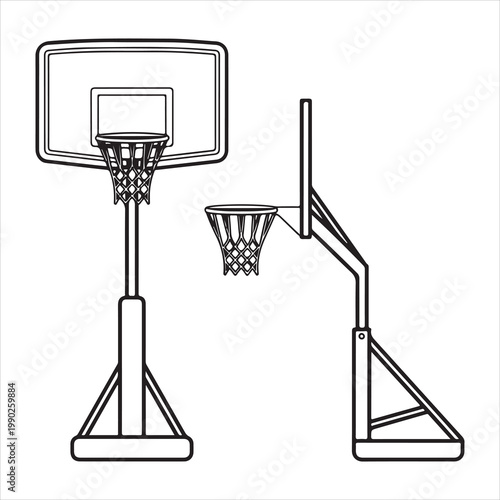 A drawing of two basketball hoops