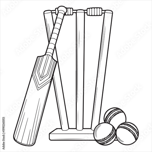 Cricket equipment including a bat and balls