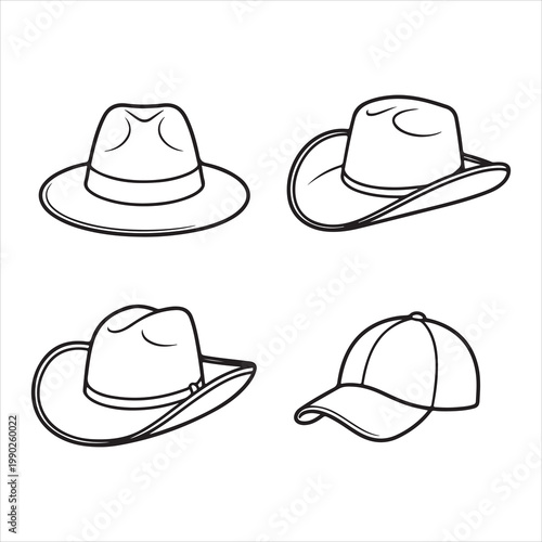 A set of four different hats