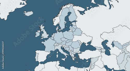 Choropleth map of Europe showing varying shades of blue across countries, indicating data distribution or comparison.