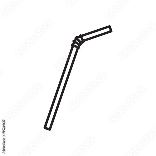 Plastic straw outline icon vector flat illustration design